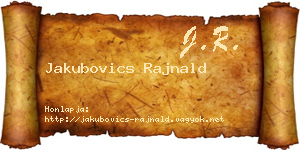 Jakubovics Rajnald névjegykártya